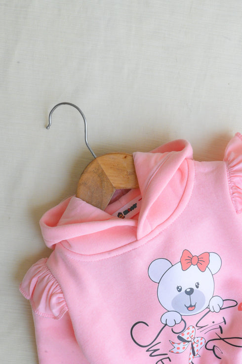 Little Sweet Frilled Fleece Hooded Set