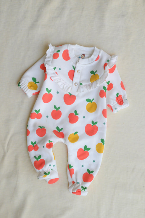 Orchard Pop Frilled Fleece Footed Sleepsuit