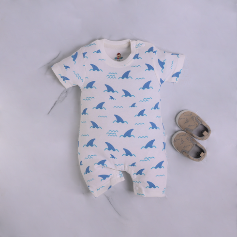 Shark Tail Buttoned Romper