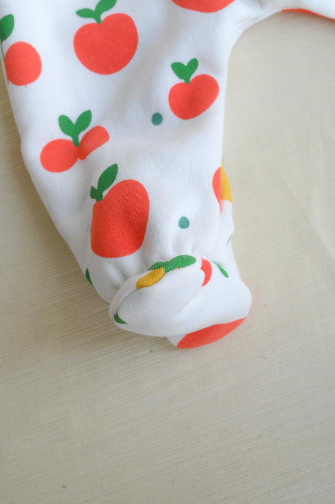 Orchard Pop Frilled Fleece Footed Sleepsuit