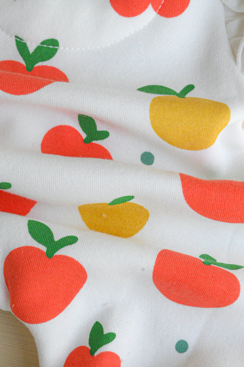 Orchard Pop Frilled Fleece Footed Sleepsuit