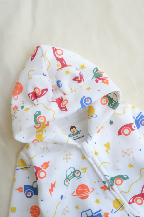 Space Racers Fleece Hooded Sleepsuit