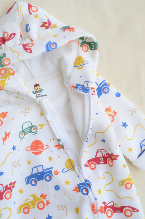 Space Racers Fleece Hooded Sleepsuit