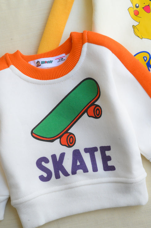 Skateboard Panelled Fleece Sweatshirt Set