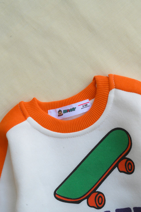 Skateboard Panelled Fleece Sweatshirt Set