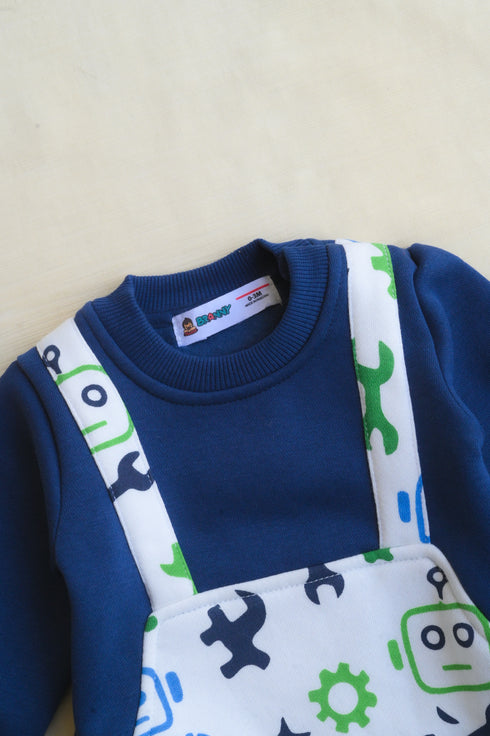 Robo Buddies Dungaree Fleece Sleepsuit