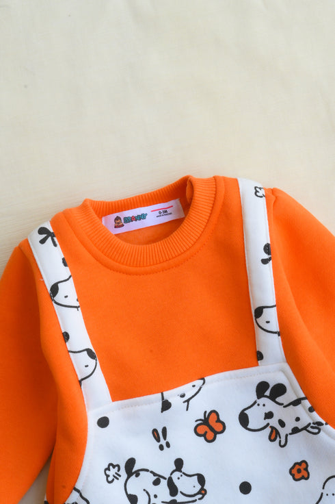 Woof Woof Dungaree Fleece Sleepsuit