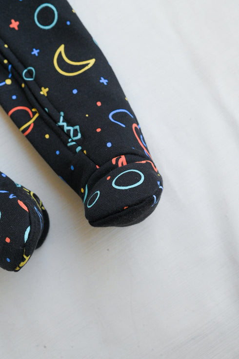 Space-Themed Fleece Footed Sleepsuit