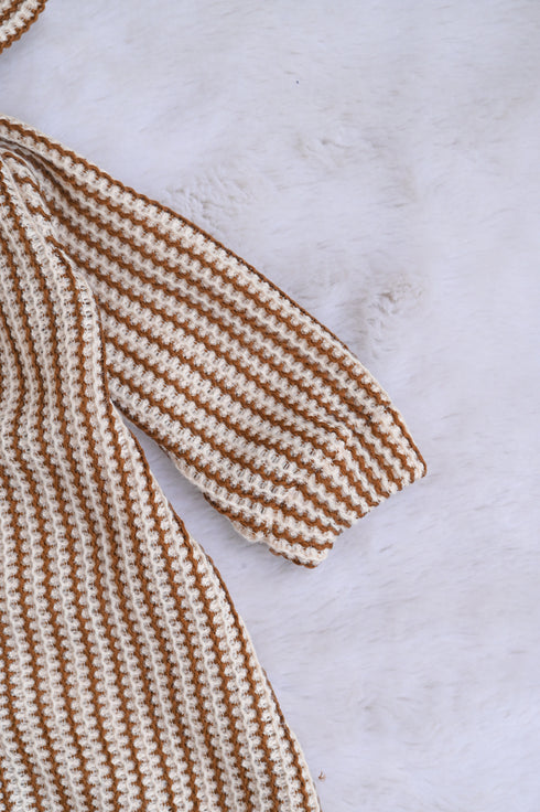 Brown Striped Hooded Sleepsuit