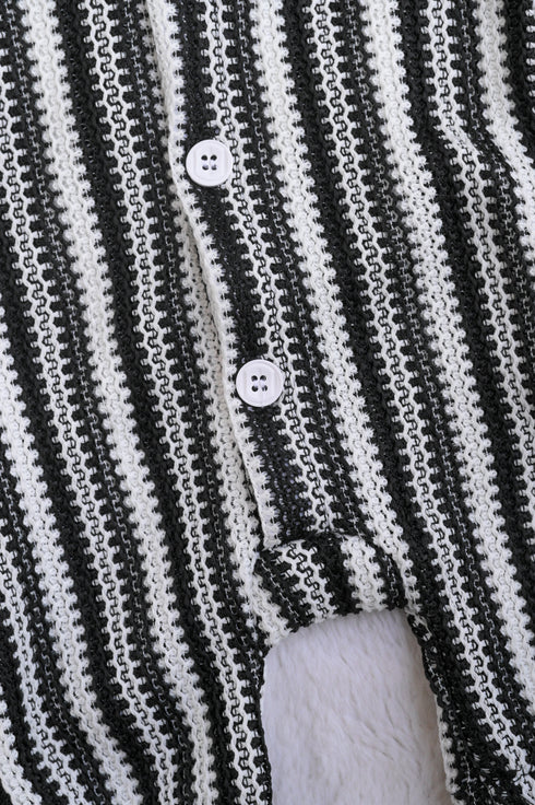 Midnight Striped Hooded Sleepsuit