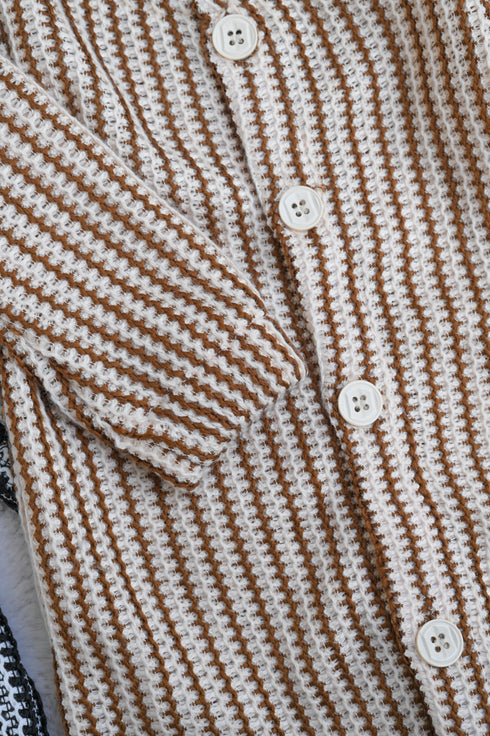 Brown Striped Hooded Sleepsuit