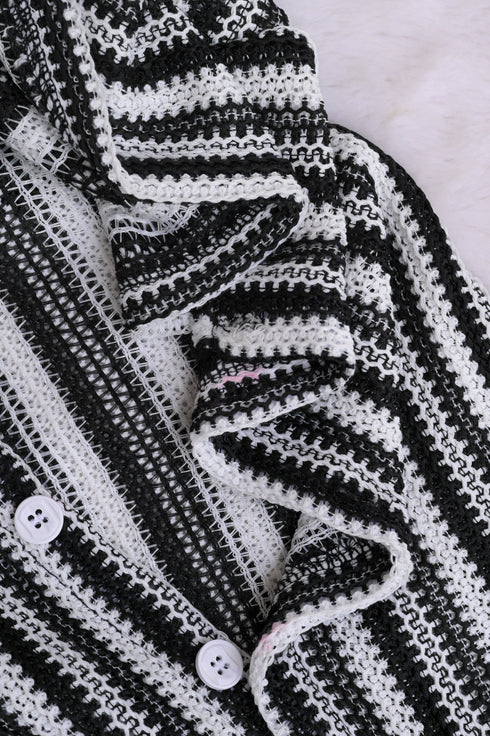 Midnight Striped Hooded Sleepsuit