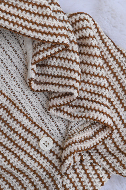 Brown Striped Hooded Sleepsuit