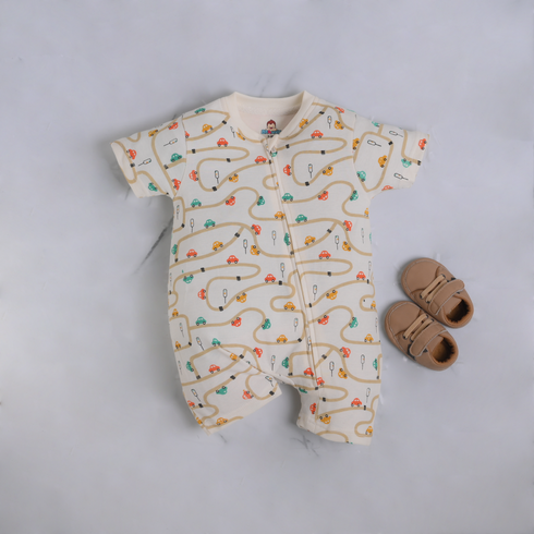 Road Network Zip-Up Romper