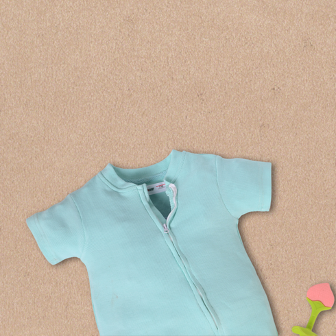 Mid Blue Zip-Up Romper