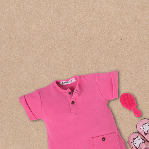 Rosewater Pink Button-Up Romper