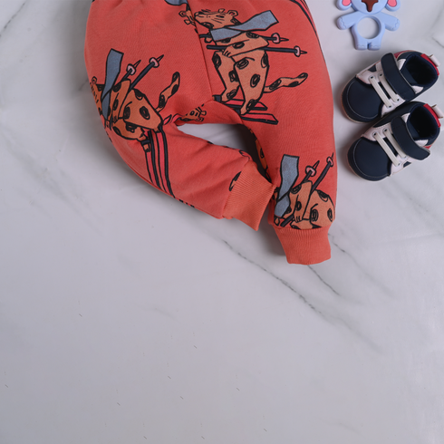 Orange Patterned Fleece Pajama