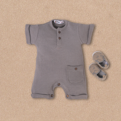 Grey Button-Up Romper