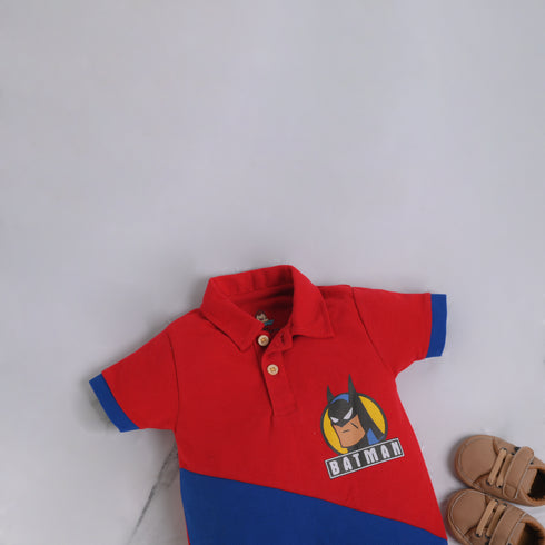 Bold Batman Cut & Sew Polo Romper