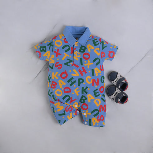 Alphabets Patterned Polo Romper