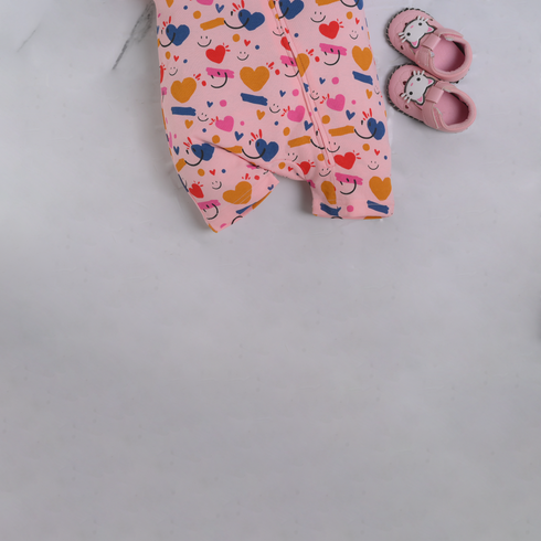 Abstract Hearts Zip-Up Romper