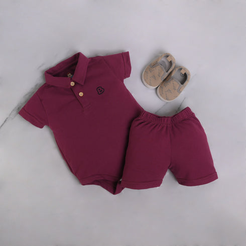 Purple Polo Bodysuit Set