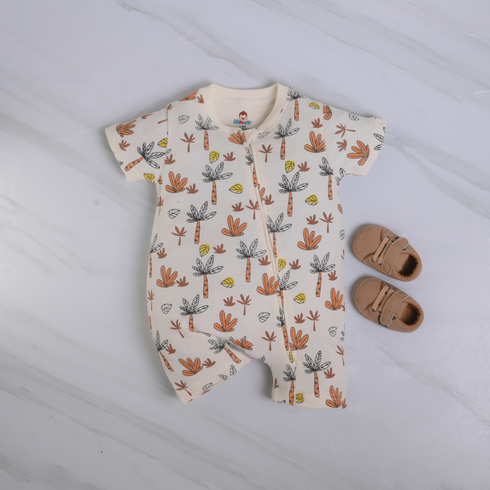 Jungle Patterned Zip-Up Romper