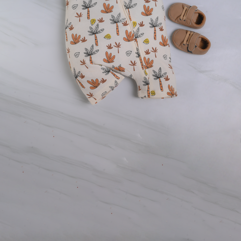 Jungle Patterned Zip-Up Romper