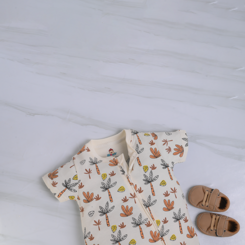 Jungle Patterned Zip-Up Romper