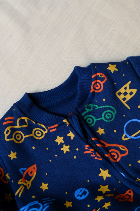 Cosmic Track Fleece Footed Sleepsuit