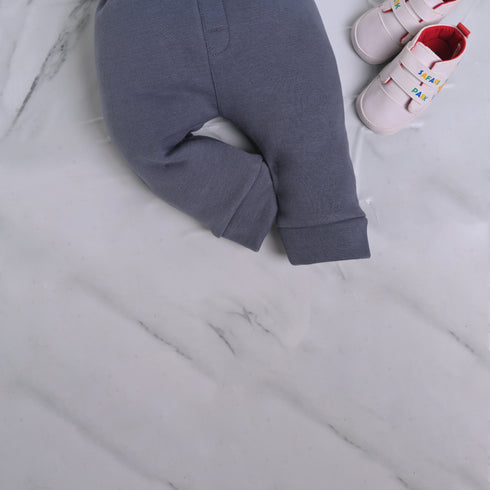 Dark Grey Fleece Zippered Pullover Set