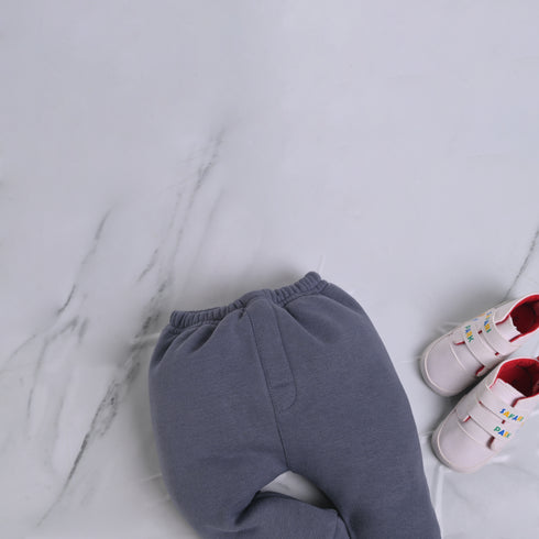 Dark Grey Fleece Zippered Pullover Set