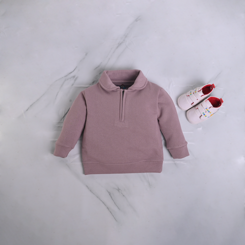 Light Purple Fleece Zippered Pullover Set