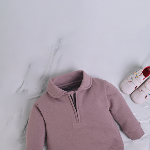 Light Purple Fleece Zippered Pullover Set