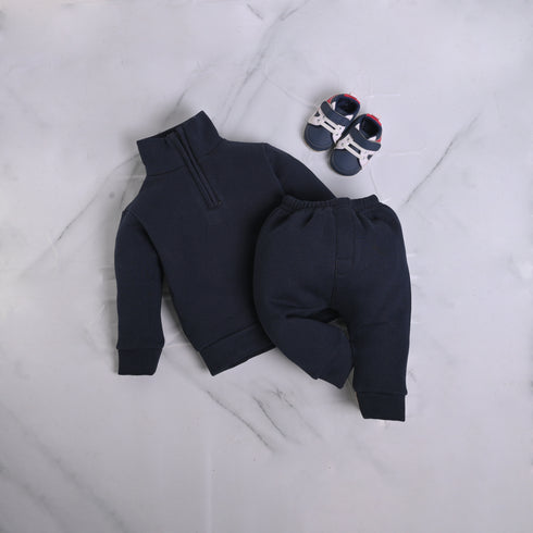 Navy Fleece High Neck Set