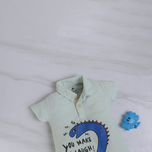 Green Gigglesaurus Polo Romper