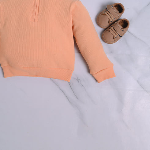 Ribbed High Neck Set (Orange)