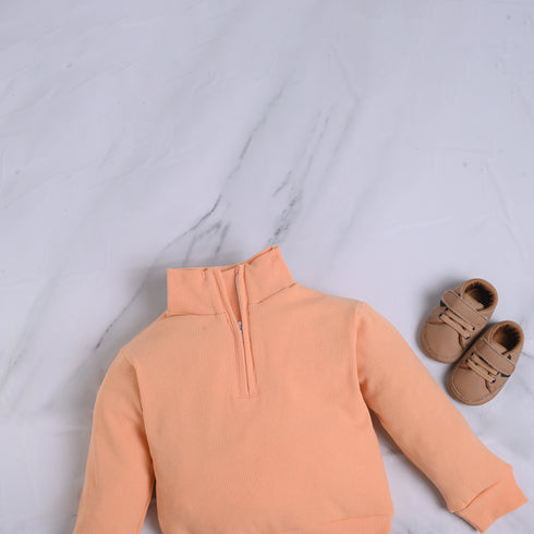 Ribbed High Neck Set (Orange)