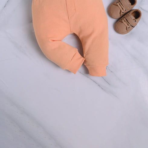 Ribbed High Neck Set (Orange)