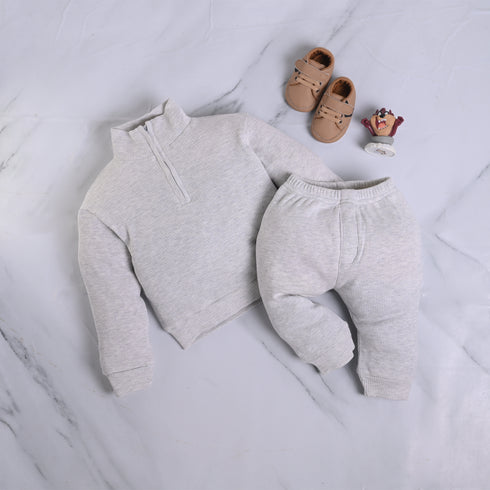 Ribbed High Neck Set (Oatmeal)