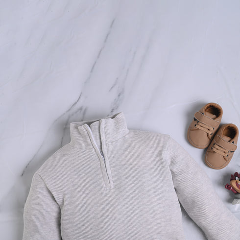 Ribbed High Neck (Oatmeal)