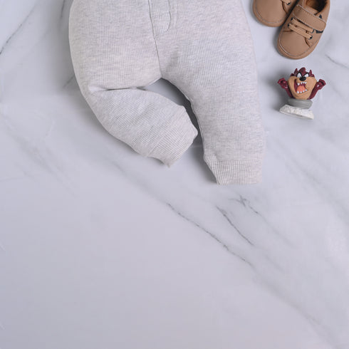 Ribbed High Neck Set (Oatmeal)