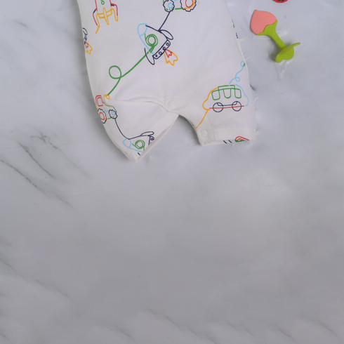 Cars & Tractors Buttoned Romper