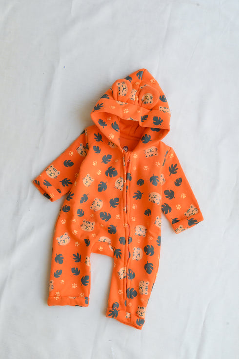Tiny Tiger Fleece Hooded Sleepsuit