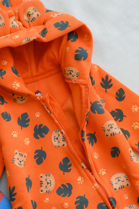 Tiny Tiger Fleece Hooded Sleepsuit