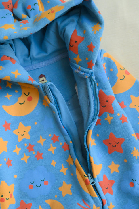 Moon & Stars Fleece Hooded Sleepsuit