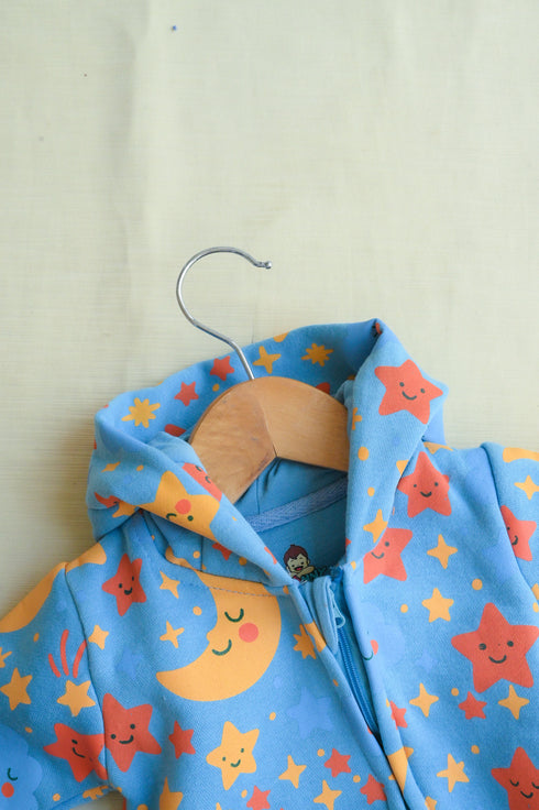 Moon & Stars Fleece Hooded Sleepsuit