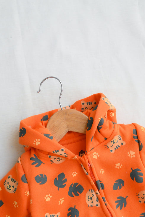 Tiny Tiger Fleece Hooded Sleepsuit