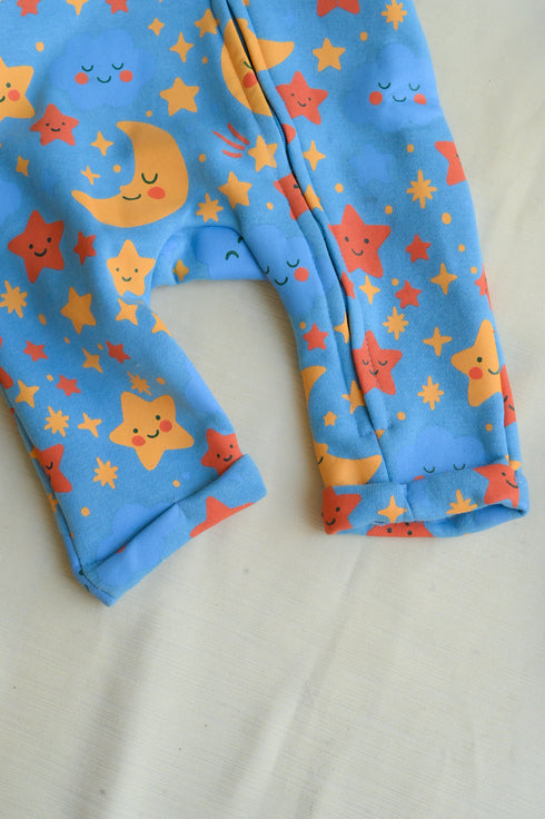 Moon & Stars Fleece Hooded Sleepsuit