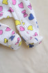 Hearts & Bows Frilled Zipper Fleece Footed Sleepsuit
